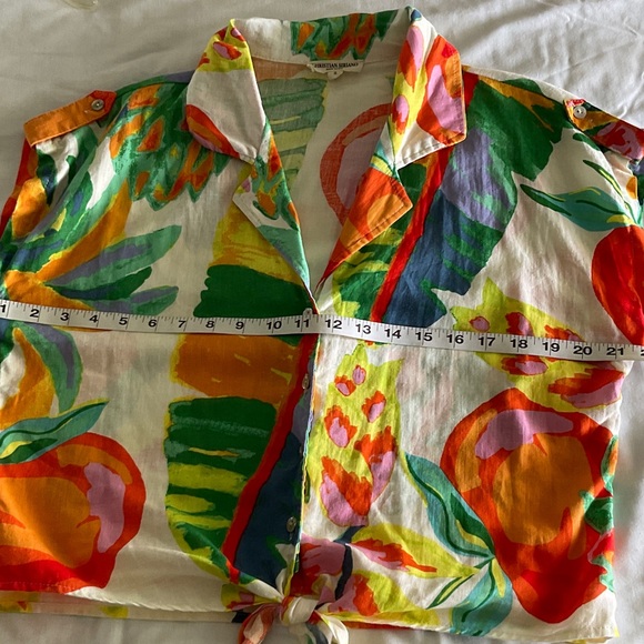 Christian Siriano Colorful Floral Tie-Front Blouse - Picture 5 of 6